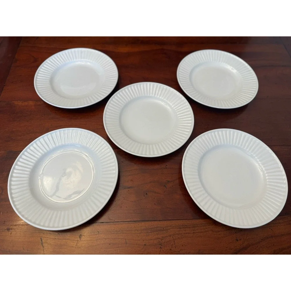 Set Of 5 Claremont by Gibson White Ribbed Salad Plates